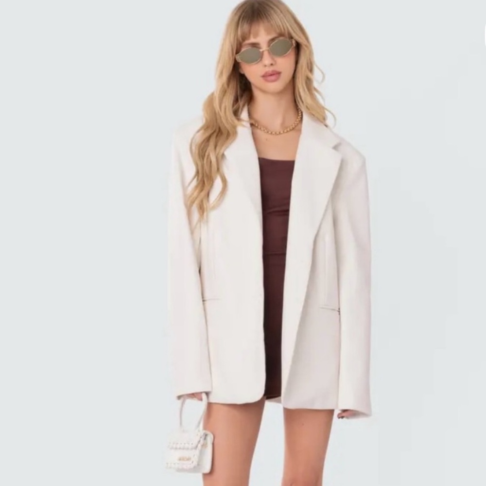 Classic White Oversized Blazer Jacket